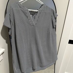 Adrianna Papell Black and White Striped Blouse